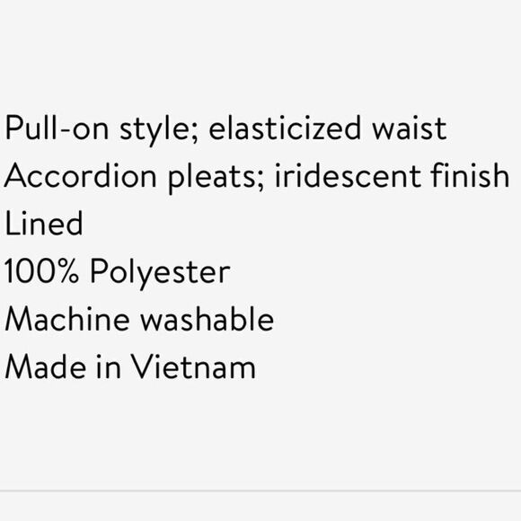 ACCORDION Pleat Skirt Shiny Irridescent Silver Elastic Waist Pull On Large NWT - Picture 4 of 6